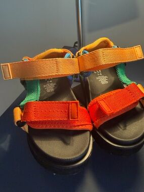 GAP Kids Multicolor Strappy Sandals - Orange, Red & Green